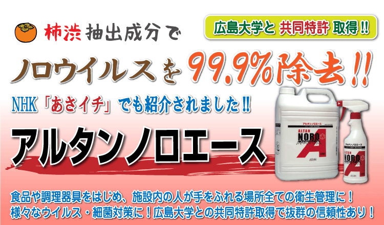 食品添加物 除菌剤「アルタン ノロエース」バナー