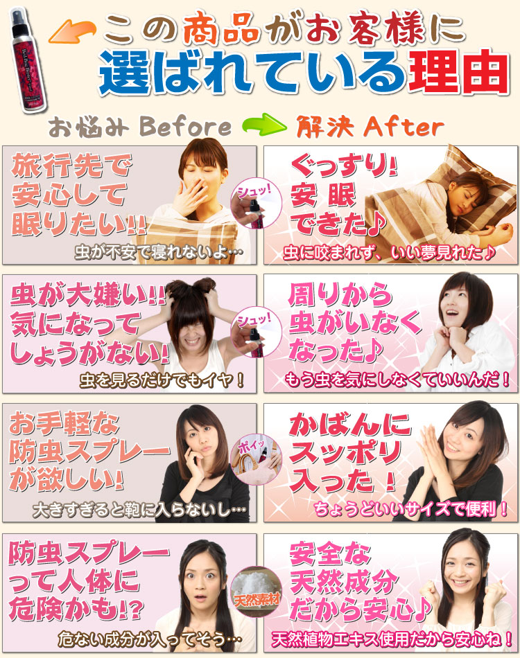 南京虫(トコジラミ)予防スプレーBed-Bug Buster Travel 旅行 お悩み解決Before&Afeter