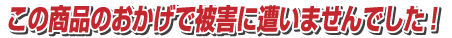 私はこの商品のおかげで被害に遭いませんでした！