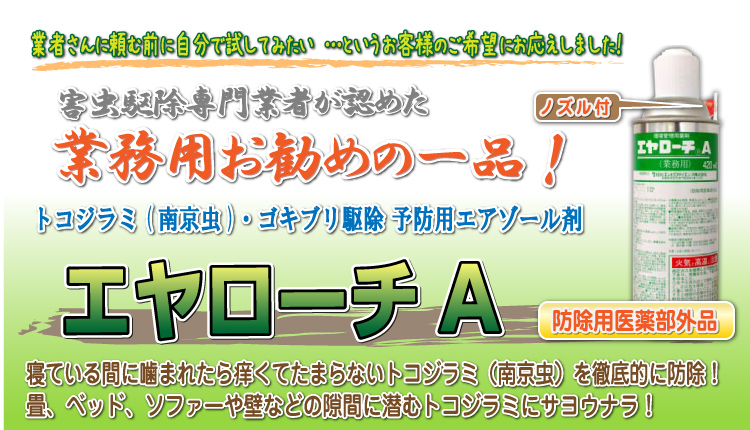 トコジラミ（南京虫）駆除 自分で出来る駆除スプレー「エヤローチA」（3本セット）プロのアドバイス付き：ご購入のお客様には　 害虫駆除の専門家による、駆除を効果的に行うための　正しい使用方法をアドバイスいたします