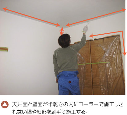 リニューコート 先に隅を刷毛で施工した方が良い?